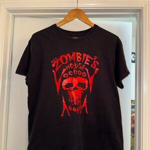 Zombie House of Voodoo Graphic Tee Black Red Horror Skull Shirt - Medium